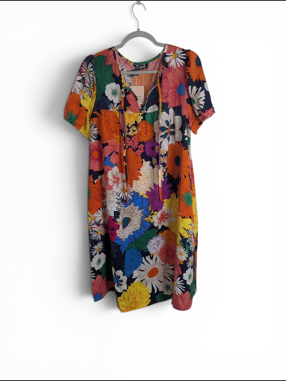 Bloomchic Floral Short-Sleeve Shift Dress - Multicolor
